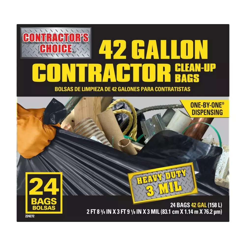 Contractor's Choice Trash Bags Contractor 24-Pack 42-Gallon Black Outdoor Plastic Construction Trash Bag 3 Contractor's Choice Trash Bags Contractor 24-Pack 42-Gallon Black Outdoor Plastic Construction Trash Bag