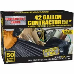 Contractor's Choice Trash Bags Contractor 50-Pack 42-Gallon Black Outdoor Plastic Construction Trash Bag