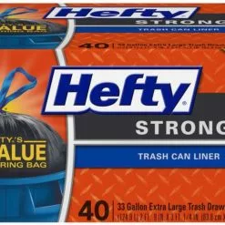 Hefty Trash Bags 40-Pack 33-Gallon Black Outdoor Plastic Construction Trash Bag