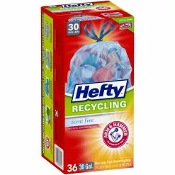 Hefty Trash Bags 36-Pack 30-Gallon Blue Outdoor Plastic Recycling Trash Bag