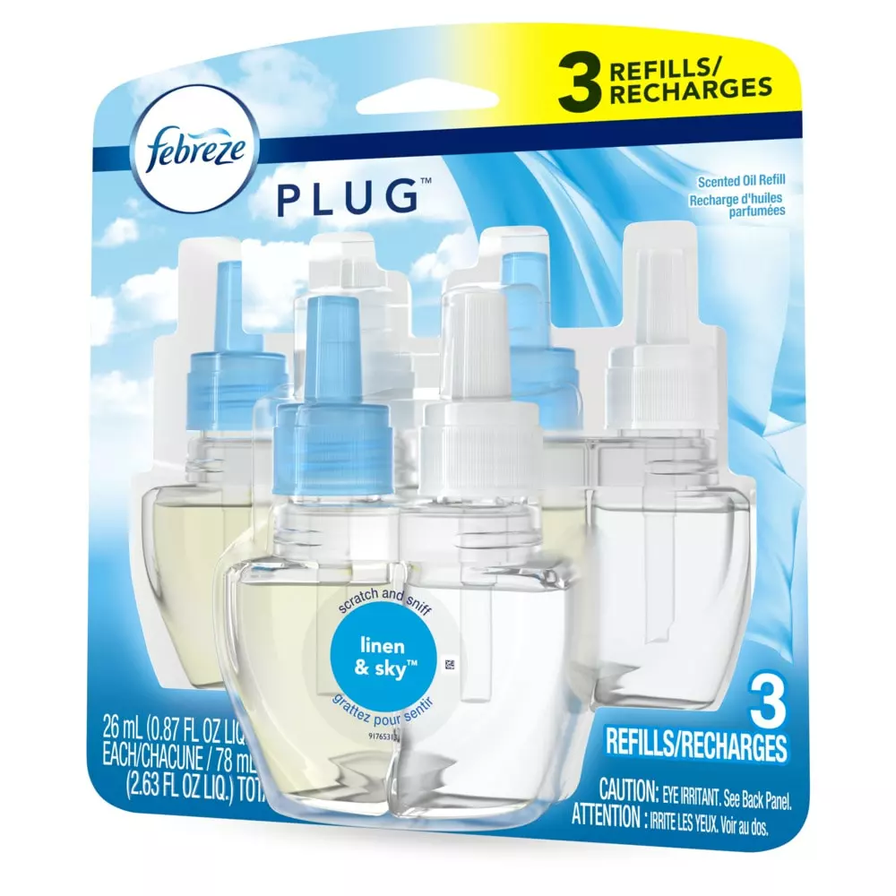 Febreze Air Fresheners Plug Odor Eliminator Refills 3-Pack Linen and Sky Plug Air Freshener 3 Febreze Air Fresheners Plug Odor Eliminator Refills 3-Pack Linen and Sky Plug Air Freshener