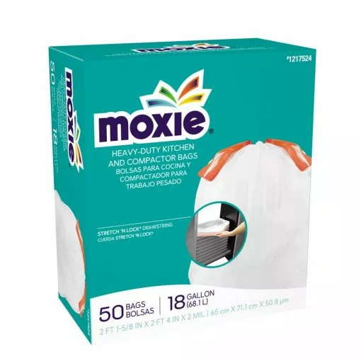 MOXIE Trash Bags 50-Pack 18-Gallon White Plastic Kitchen Trash Bag -Cleaning Supplies Shop 10799891