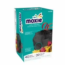MOXIE Trash Bags 40-Pack 39-Gallon Black Outdoor Plastic Lawn and Leaf Trash Bag