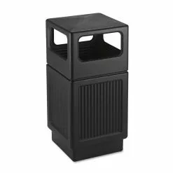 Safco Trash Cans 38-Gallon Black Plastic Commercial Touchless Trash Can with Lid