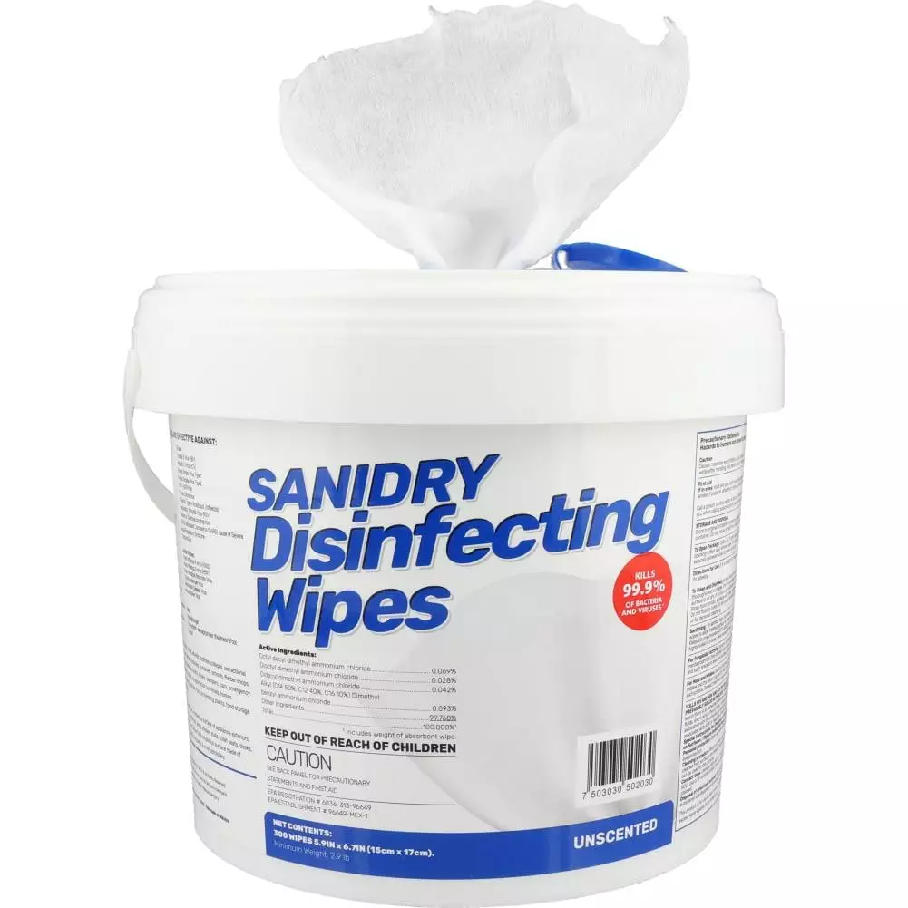 Sanidry All-Purpose Cleaners 300-Count Unscented Disinfectant Wipes All-Purpose Cleaner 3 Sanidry All-Purpose Cleaners 300-Count Unscented Disinfectant Wipes All-Purpose Cleaner